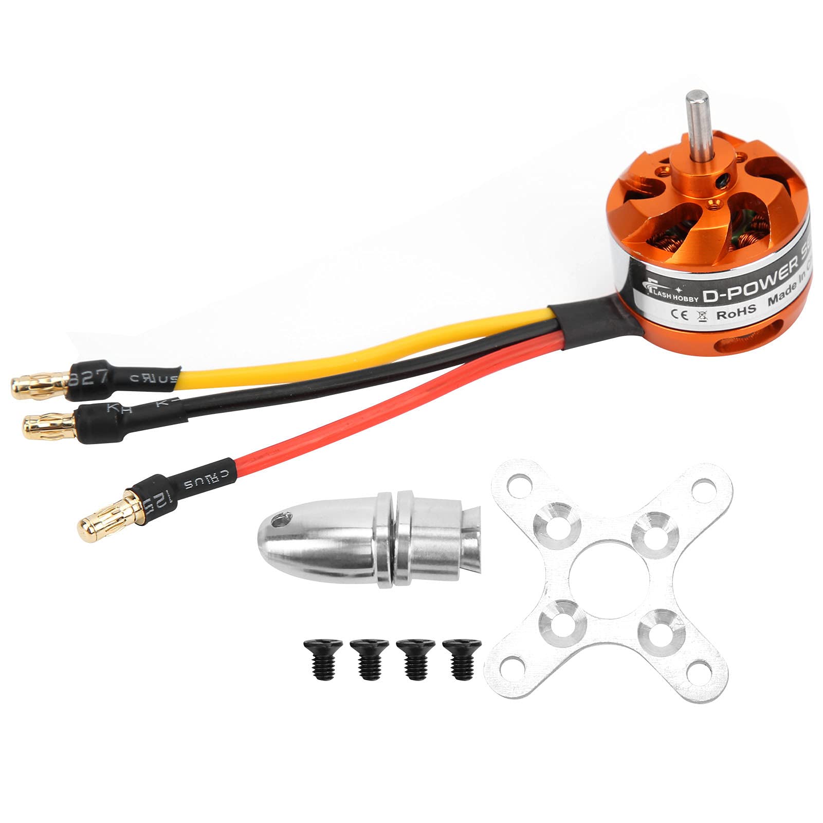 D2822 Brushless Motor with Adapter RC Motor Replacement for RC Fixed Wing Airplane Motor Size: 28x11.5mm, 57g(2600KV)