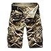 HANQIU Mens Cotton Camo Printed Tactical Cargo Shorts