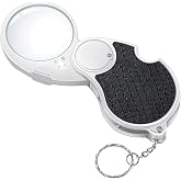 TECHSHARE Magnifying Glass with Light, Lighted Magnifying Glass, Handheld Pocket Magnifier Small Illuminated Folding Hand Held Lighted Magnifier for Reading Coins Hobby Travel - 45 Mm Diameter