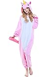ABYED® Kostüm Jumpsuit Onesie Tier Fasching Karneval Halloween kostüm Erwachsene Unisex Cosplay Schlafanzug- Größe M - für Höhe 156-163CM, Rosa Einhorn