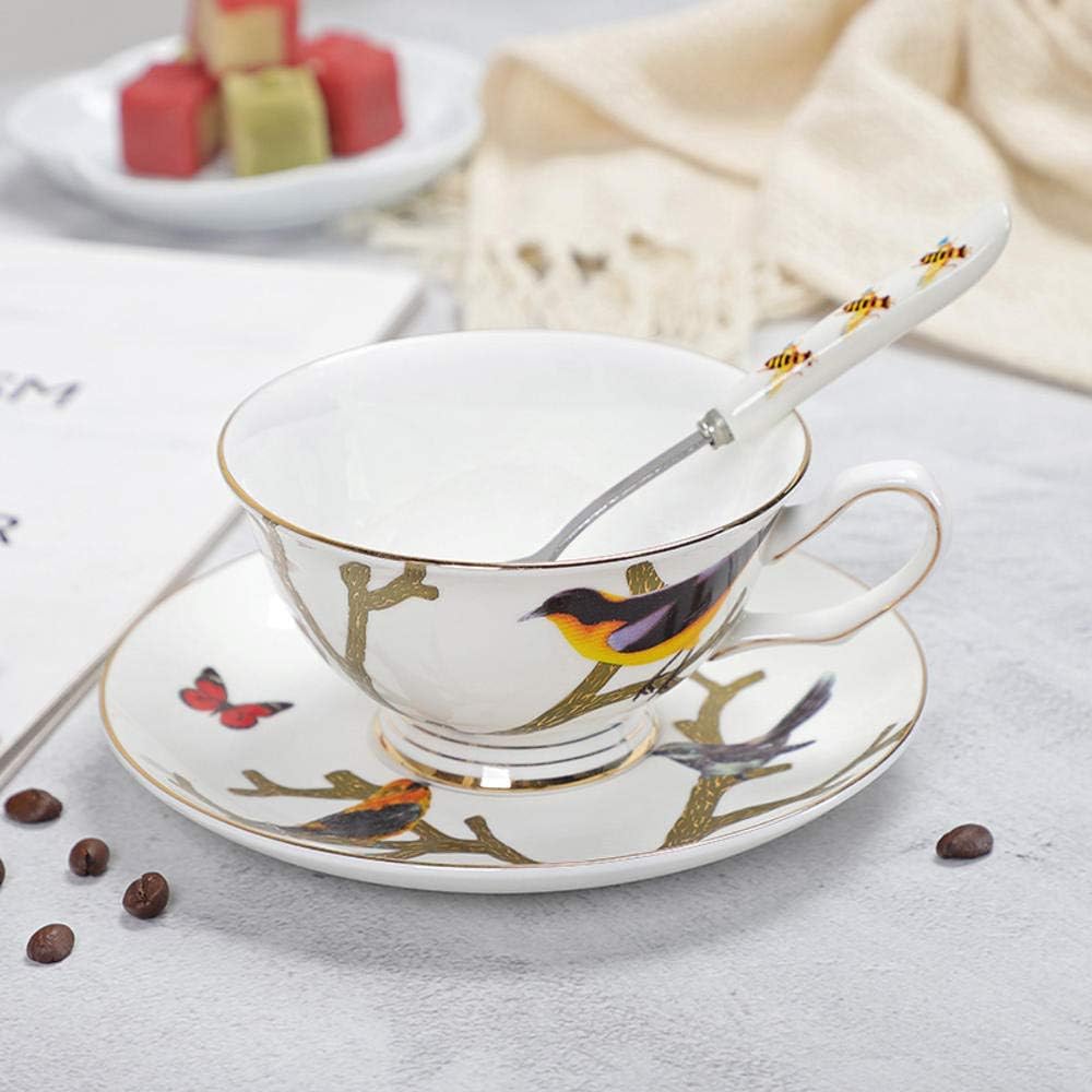 UANOU Fine Bone China Tea Cup Spoon And Saucer Set 3 Pieces Advanced Royal Classical Afternoon Tea Cups Ceramic Art Tea Coffee Cup