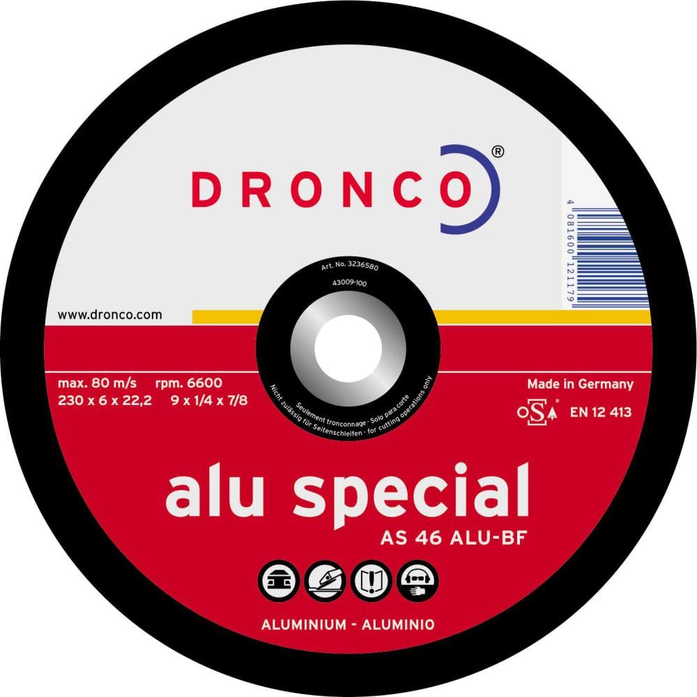 DRONCO AS46ALU-230 - Disco de desbaste AS 46 ALU Special-metal, 230 x 6 mm