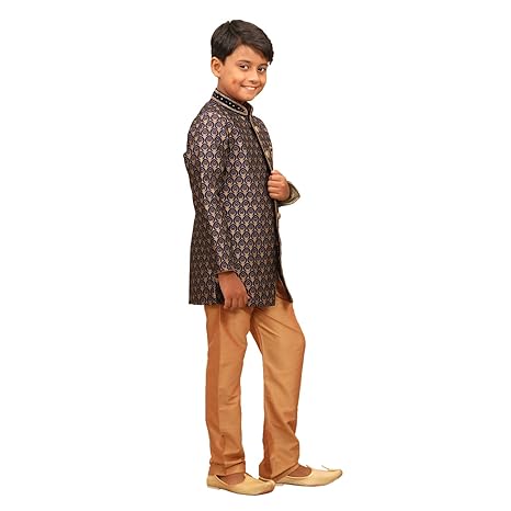 Elegant Printed Kurta and Churidar Set For Boys