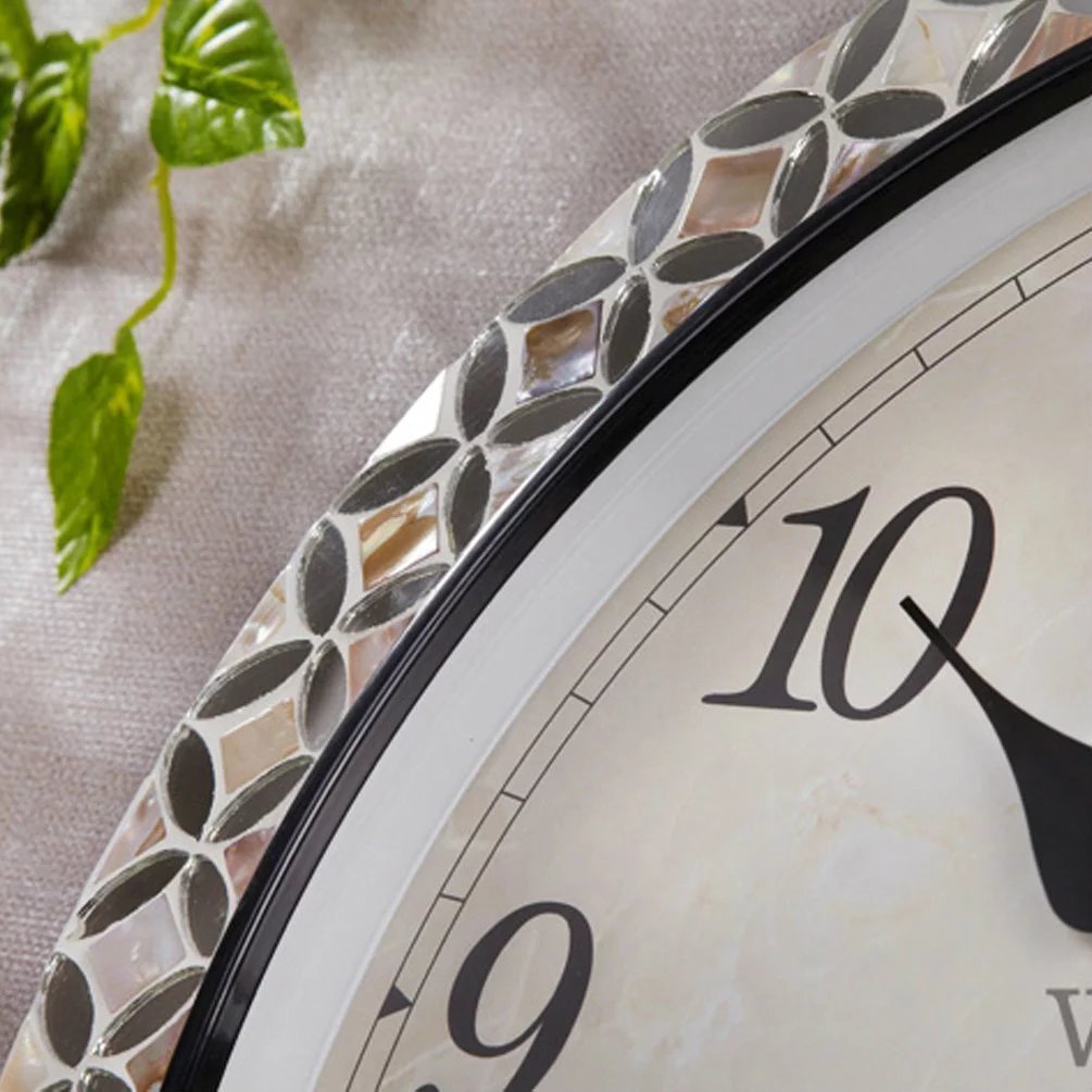 安いそれに目立つ 掛け時計 田園風 丸い 壁時計 四の葉 おしゃれ 宮廷風 貝殻 音しない リビング 北欧 インテリア 高級 Ebodong B077wqvnhy 楽天 Bandveilig Nl