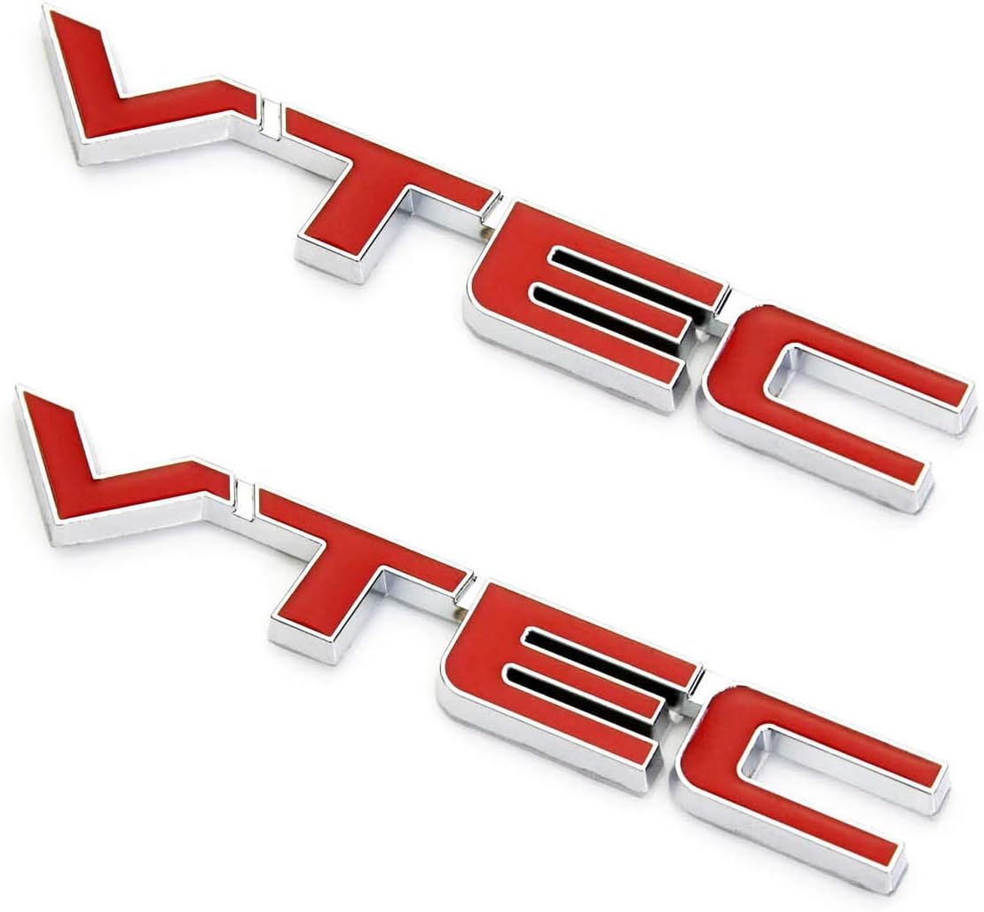 Xuxu521 2pcs Metal Red VTEC Emblem Auto Car Body side Badge Sticker Decal Lettering for