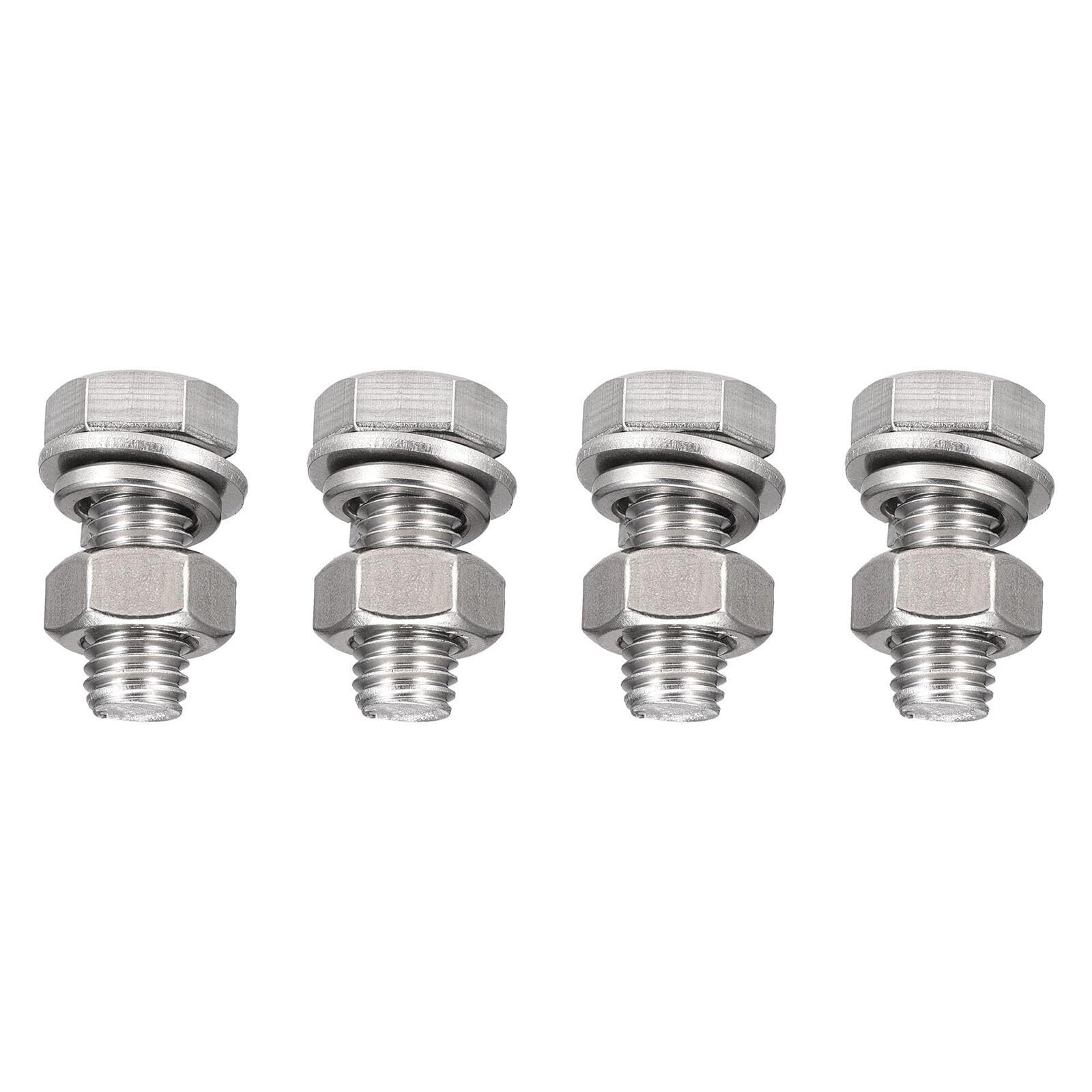 TA-VIGOR 4Pcs M10 x 25mm Hex Head Screws Bolts, Nuts, Flat & Lock Washers Kits, Fully Thread Hexagon Bolts, High Tensile Cap Screws for Metal Work, Automotive Machinery, Bike Motorcycles Repair