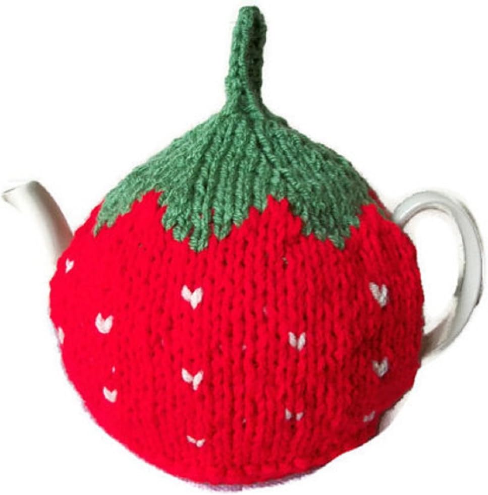 Tea Cosy Strawberry Hand Knitted Retro Novelty Handmade