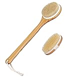Premium Dry Bath Body Brush Set, Natural Boar Bristle Body Back Brush (Long Hand