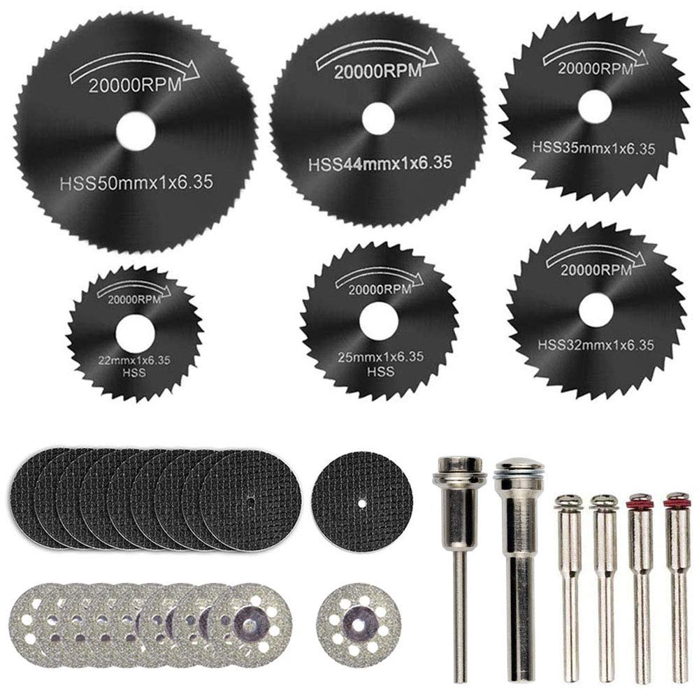 Cutting Wheels for Dremel, Rotary Tool Diamond Metal Wood Cutting Wheels and Drill Cutting Disc with 1/8" Shank and Resin Cutting Off Wheels with Mandrels for Wood Metal DIY Craft