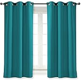 NICETOWN Kitchen Blackout Window Curtain Panel Home Fashion Thermal Insulated Solid Grommet Room Darkening Drape for Apartment (Peacock Teal, 1 Panel, 42 by 63 inches Long)