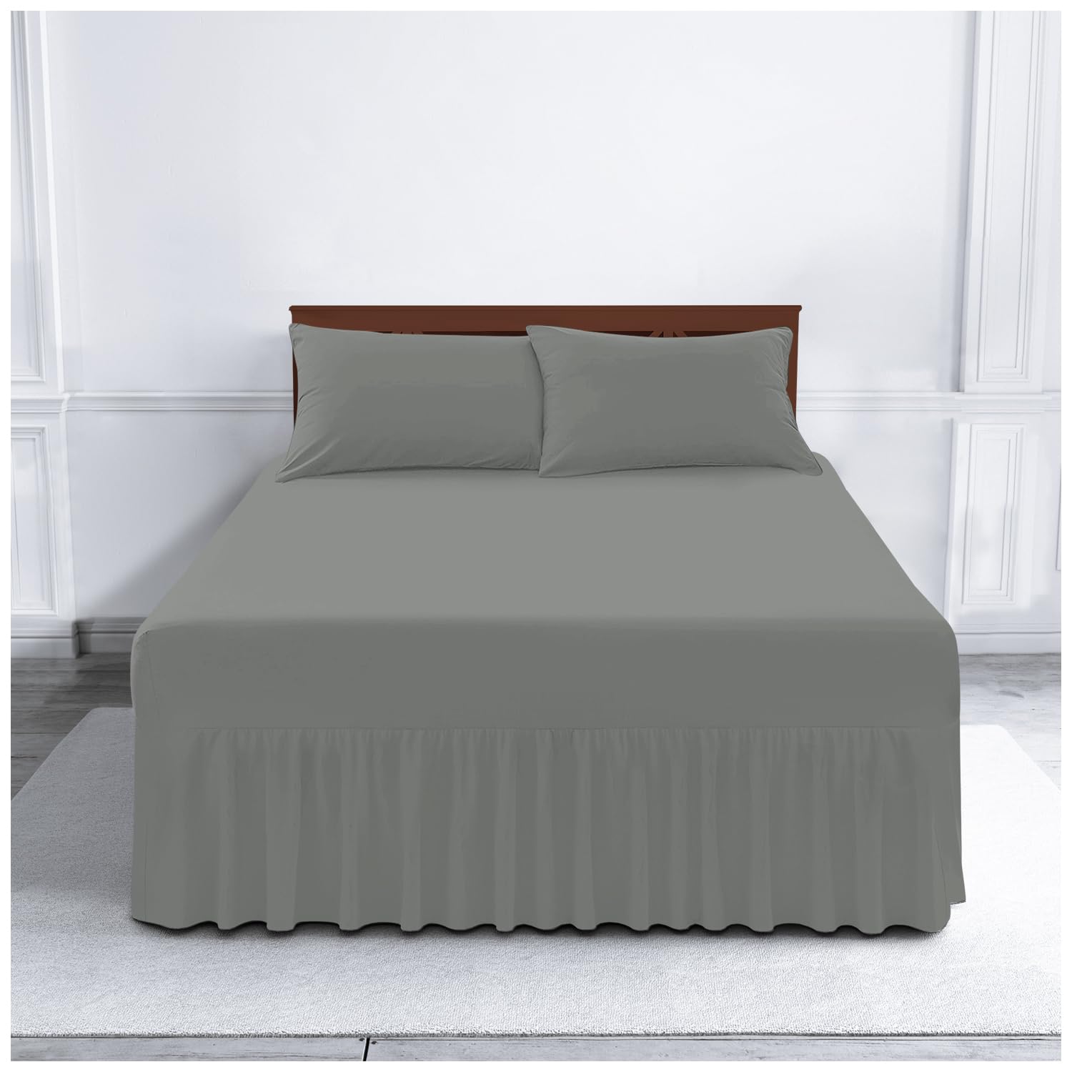 Gaveno Cavailia Luxury Non-Iron PERCALE VALANCE Sheet, Poly-Cotton, Charcoal , King — image 1