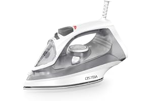 OSTBA 1600W Steam Iron for Clothes with Rapid Heating Nonstick Soleplate, 300ml Water Tank, Precise Thermostat Dial, Self-Cleaning, Anti-limescale, Drip Stop Function Clothes Iron