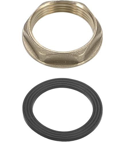 Uxcell 6-Pack Brass Lock Nuts G3/8 Female Hex Faucet Flange Nuts With Silicone Washers – For Kitchen Basin & Sink Plumbing