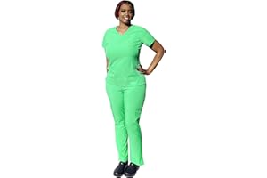 ANGIE UNIFORMS YOGAFLEX Soft & Stretchy Scrub Set for Women. Regular & PETITE. 2-Pocket Top and 5 Pocket Pants. Modern Fit.