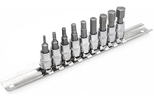 DAKCOS Hex Bit Socket Set 1/4" Drive 9 Pieces Allen Key Socket Set SAE Imperial 3/32"-3/8" S2 Alloy Steel Bit and CR-V Drive 