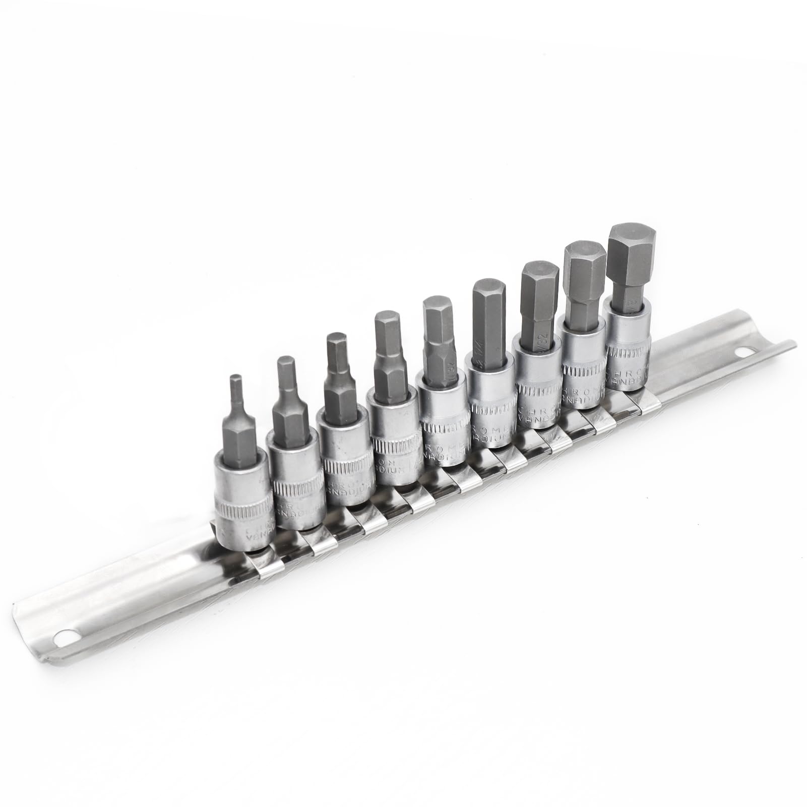 Photo 1 of DAKCOS Hex Bit Socket Set, 9 Piece, 1/4 Inch Drive, Sizes 3/32"-3/8"