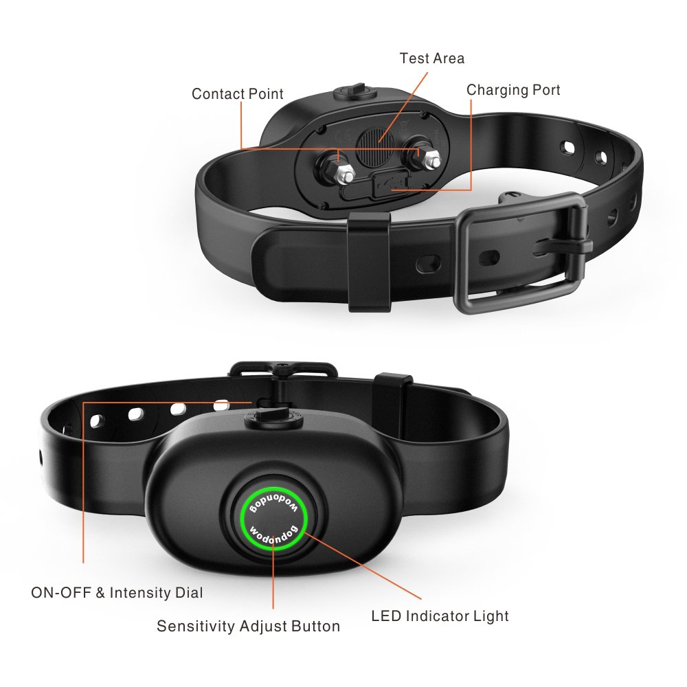 Wodondog Aucun Collier d\'écorce avec la Vibration de Beep Inoffensif Shock Rechargeable Dispositif Anti-aboiement de Contrôle pour Le Petit Chien Moyen Grand
