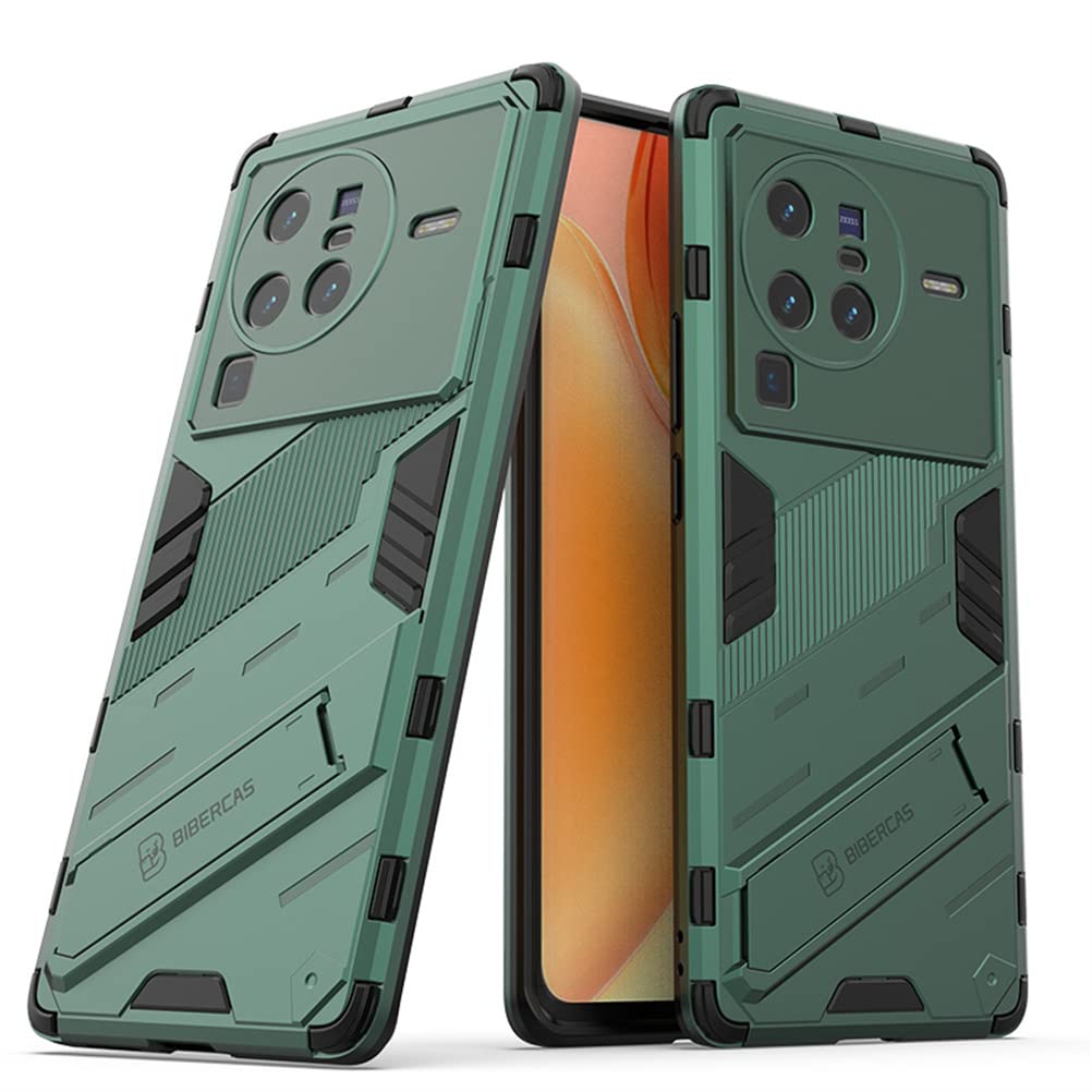 SHIEID Case for vivo X80 Pro 5G Case Rugged TPU/PC Double Layer Hybrid Armor Cover, vivo X80 Pro 5G Foldable Holder,Compatible with vivo X80 Pro 5G Cover-Green