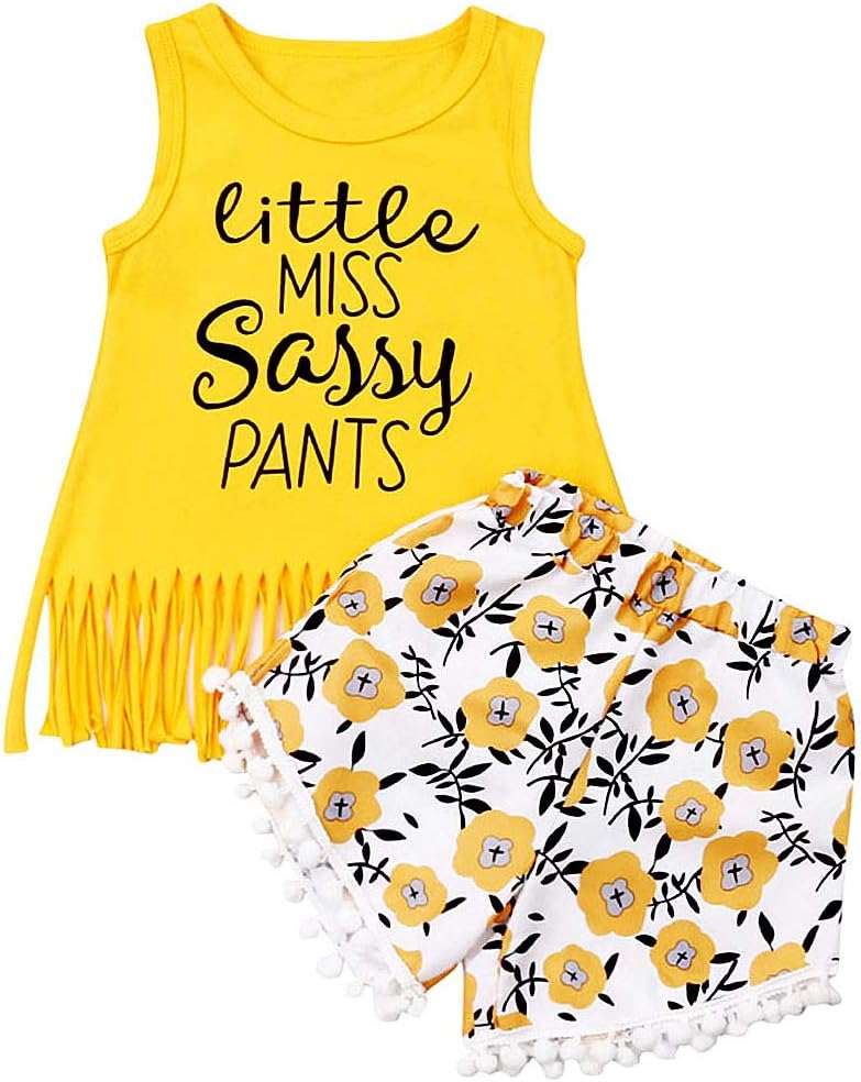 Binwwe Toddler Baby Girl Outfits Lovely Vest Tops + Floral Short Pants Summer Clothing Set 2Pcs