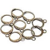 20Pcs Steel French Lever Earring Hooks Wire Settings Base Hoops Earrings with Open Loop for Men Women for DIY Jewelry Making Supplies(14×12mm) (Antique Bronze)