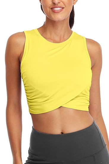 yellow sports crop top