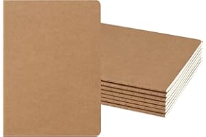 ZCZN 8 Pack A5 Kraft Notebooks Bulk, 8.3x5.5 Inches Blank Journaling Notebooks, Notebooks for Work, Composition Notebooks for School, Journal notebooks for kids, 60 Pages