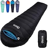 QEZER Down Sleeping Bag for Adults 0°F 10°F 15°F 20°F Backpacking Sleeping Bag for Cold Weather with Compression Sack