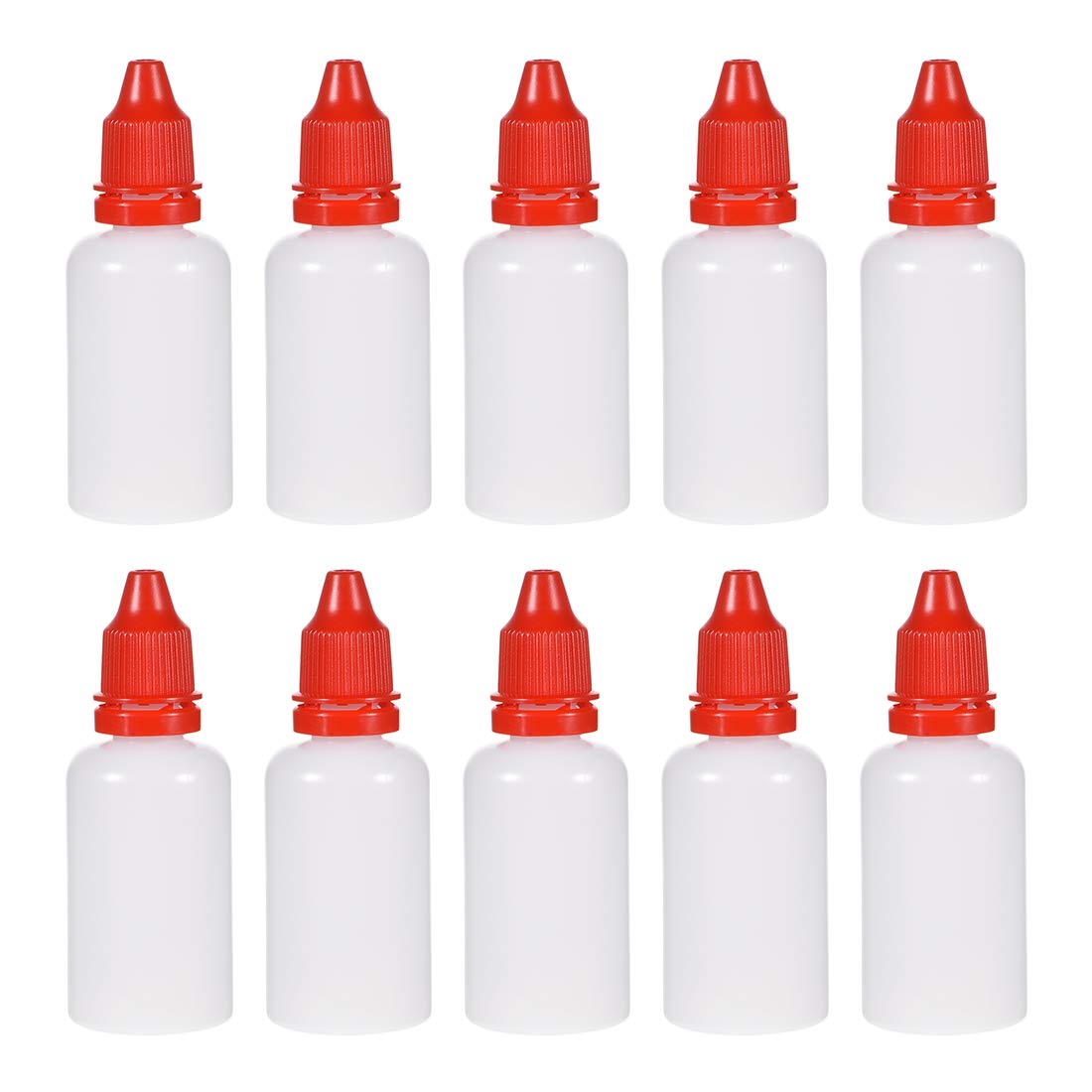sourcing map Plastic Dropper Bottles, 30ml/1 oz Empty Squeezable Dropper Bottle with Cap, Red, Pack of 20