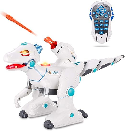 RC Robot Dinosaur for Kids Intelligent Remote Control Dinosaur Toys with Flashing LED Lights