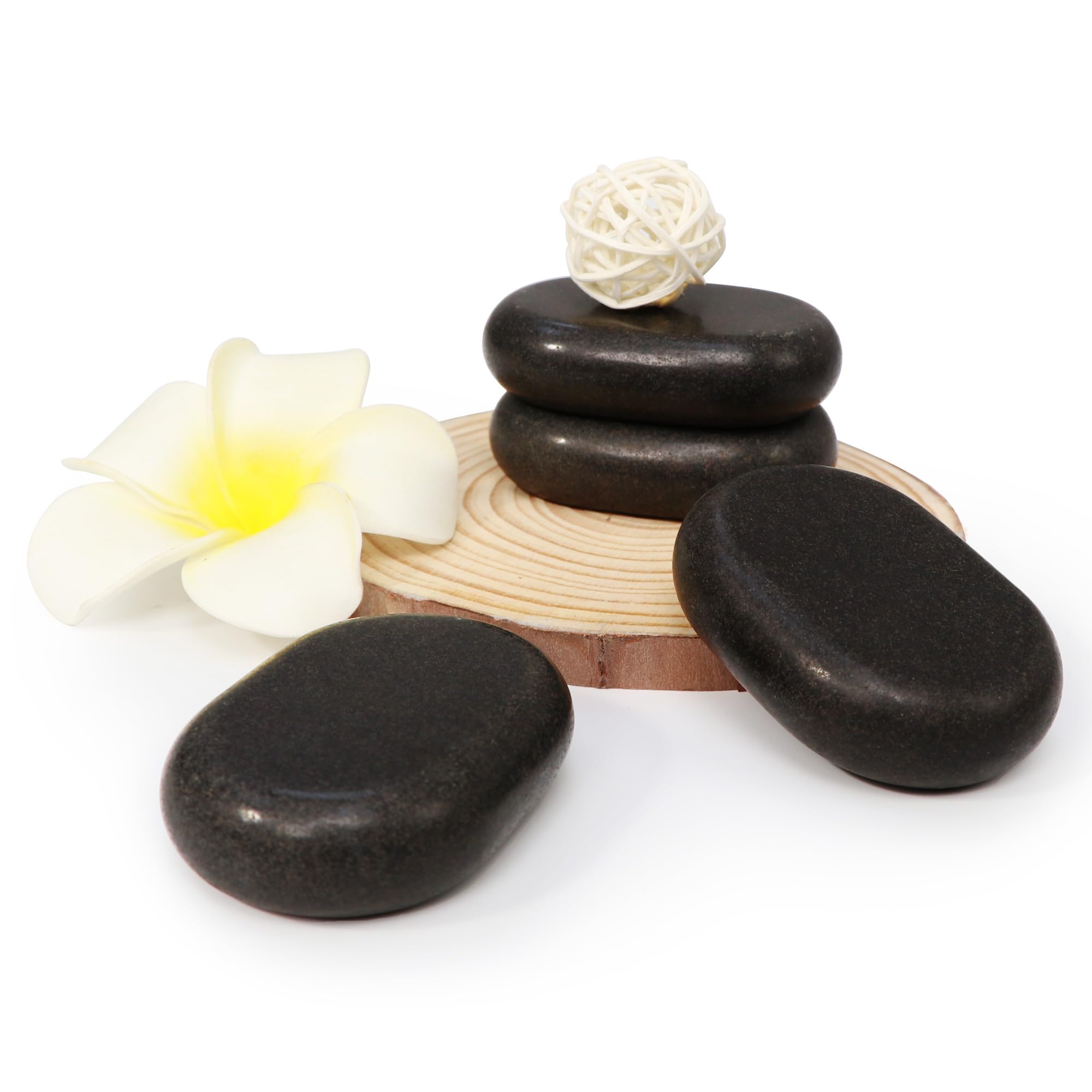 Master Massage Medium Ovular Basalt Stone Pack, 6.7 x 4.7 x 1.7 cm Black