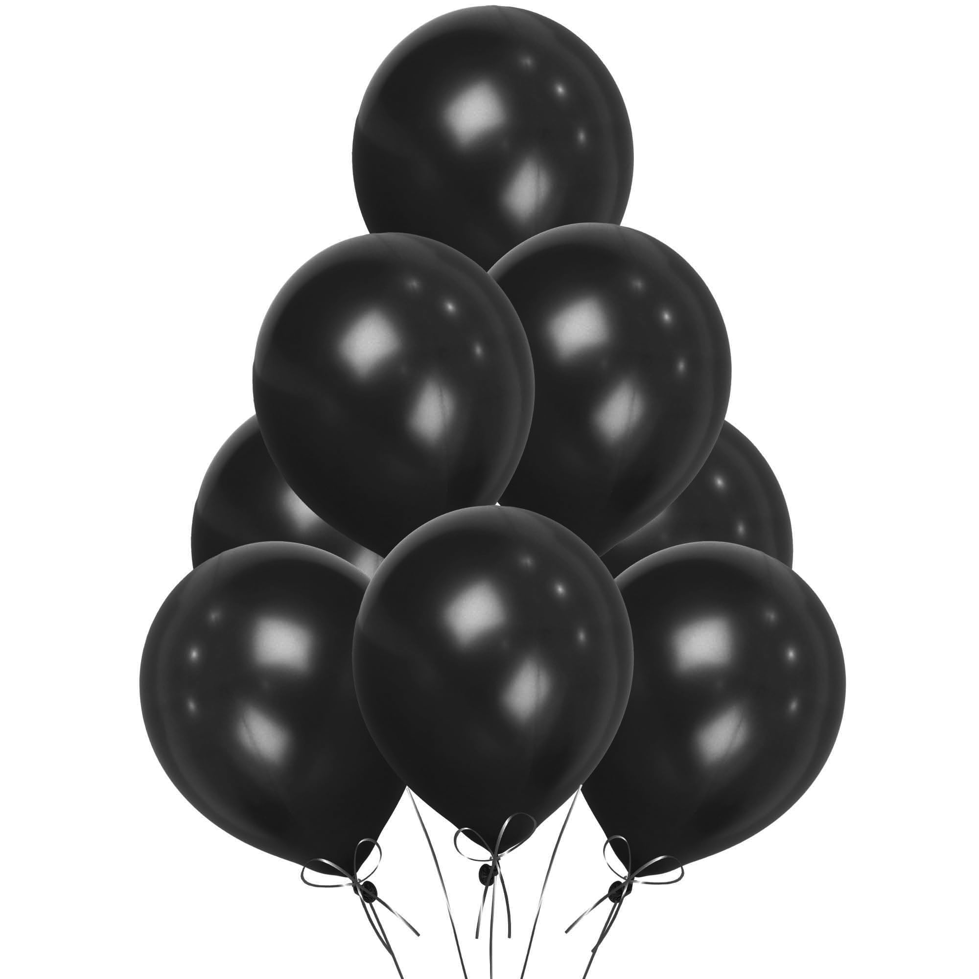 Black Balloons 10 Pack, Large 12 Inch Thick Latex Biodegradable Helium Party Balloons for Birthday, Wedding, Baby Shower, Valentine's Day Events Decoration for Balloon Arch Garland — image 1