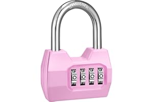 1 Pack disecu 4-Digit Combination Locker Lock, Wide Shackle Waterproof Outdoor Padlock for School Gym Locker, Sports Locker, Fence, Gate, Shed, Storage Unit (Pink)