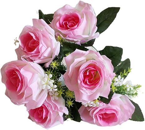 Amazon Sympathy Silks 人工墓地 葬儀 花 本物のような生き生きとした7つの花 バラ アウトドア墓の装飾 ブリード無し 簡単フィット 37cm 造花 オンライン通販