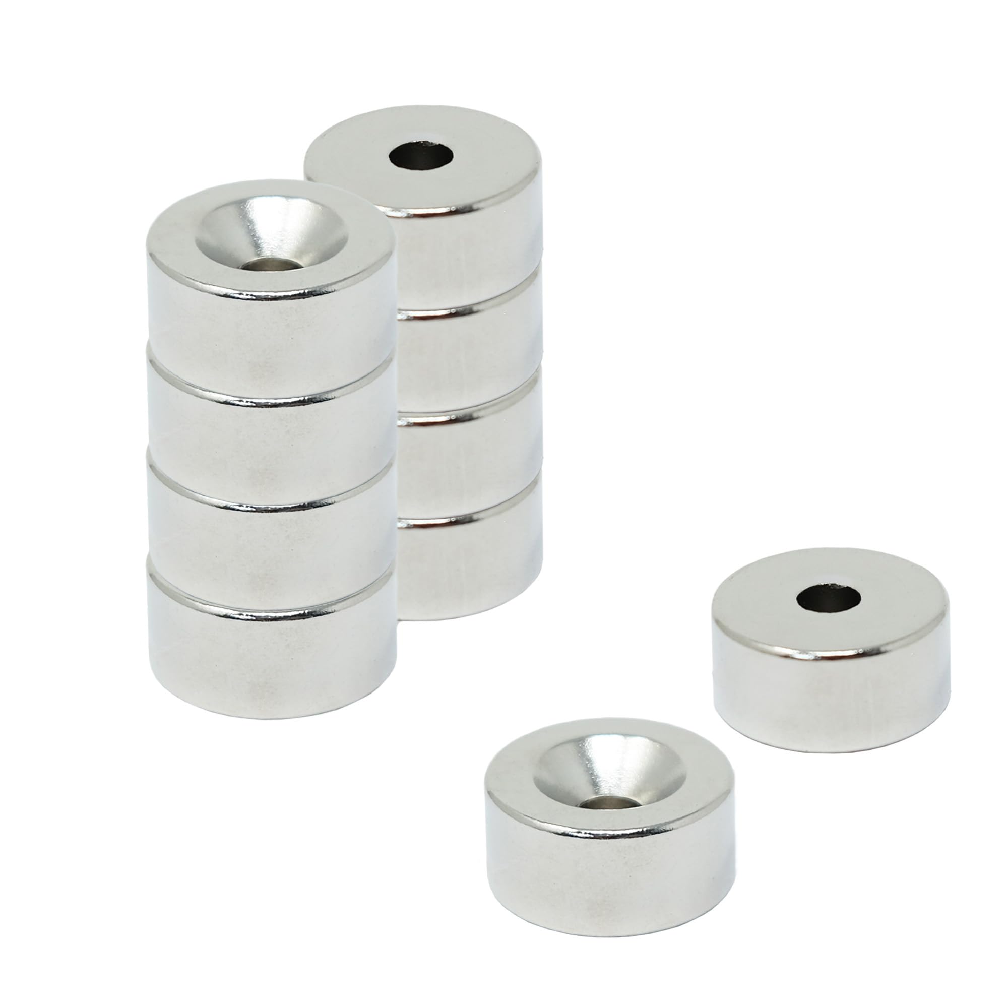 N42 Neodymium Countersunk Magnet for Arts, Crafts, Model Making, DIY, Hobbies, Office and Home - 10mm dia x 5mm thick x 3.2mm c/sink - 2kg Pull - South - Pack of 10