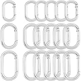 SOFPLATE 1 Box 18Pcs 3 Sizes Spring Oval Ring Clasp Carabiner Keychain Clip Alloy Silver Smooth Open Keyring Buckle Small Gate Rings for Purse Jewelry Making Bags Keychain Lanyard Supplies DIY Craft