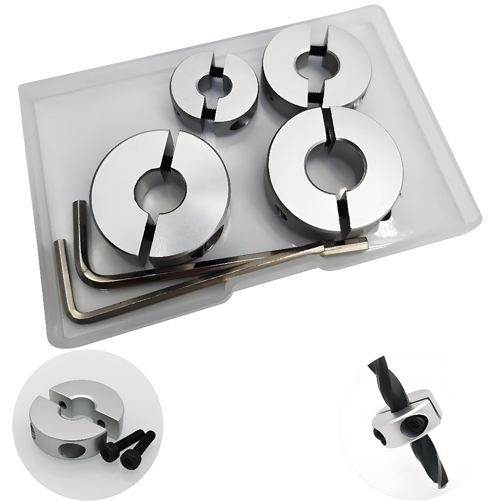 CESFONJER 4pcs Aluminum Alloy Drill Bit Set with Depth Stop Collar (6/8/10/12mm) — image 1
