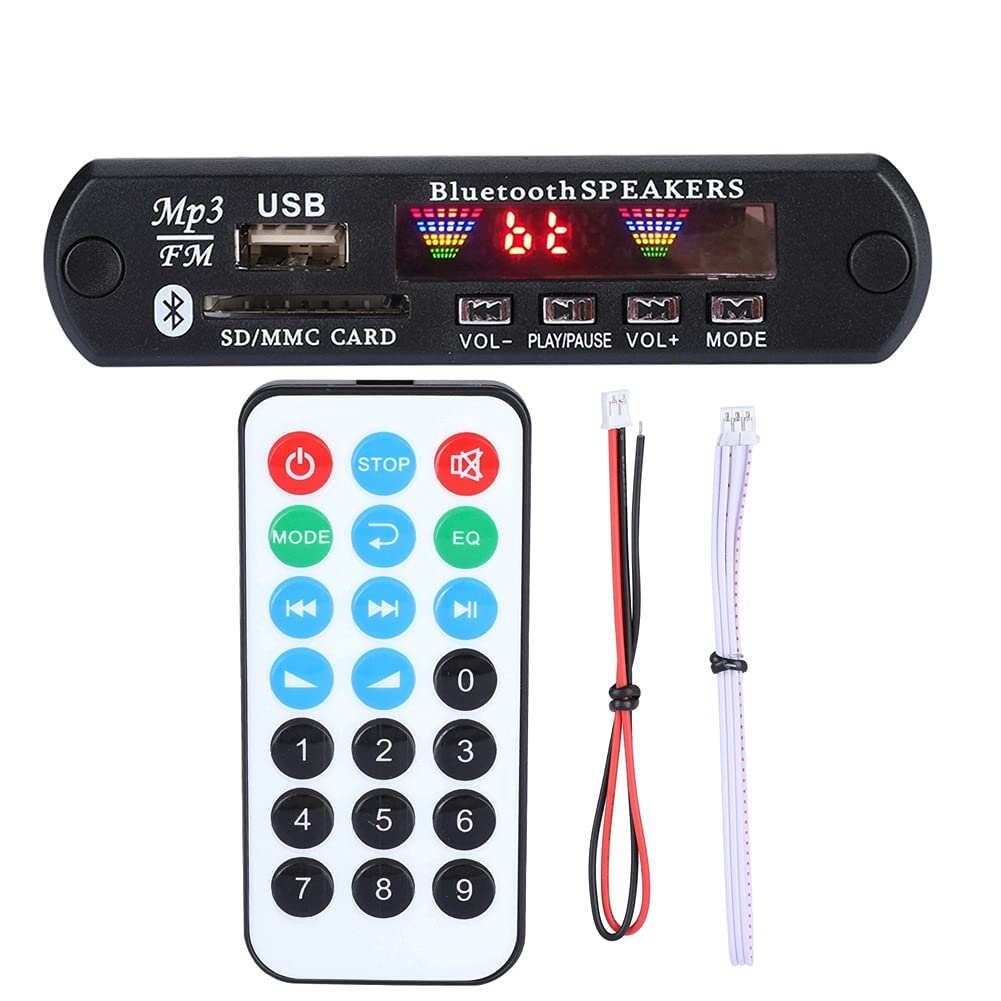 fasient DC 5V/12V Bluetooth Audio Decoder Board Audio Module, Wireless MP3 Player Decoder USB SD FM Radio Lossless MP3/WMA/WAV/FLAC/APE With Remote controller