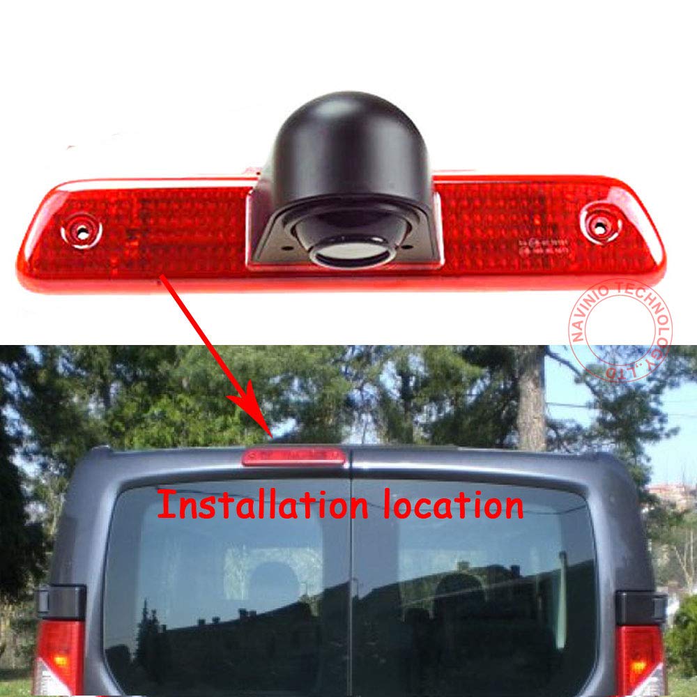 Car Third Roof top mount brake lamp camera Brake Light Rear View Backup Camera for Peugeot Expert/Fiat Scudo/Citroen Jumpy 2007-2016 (HD rear camera)