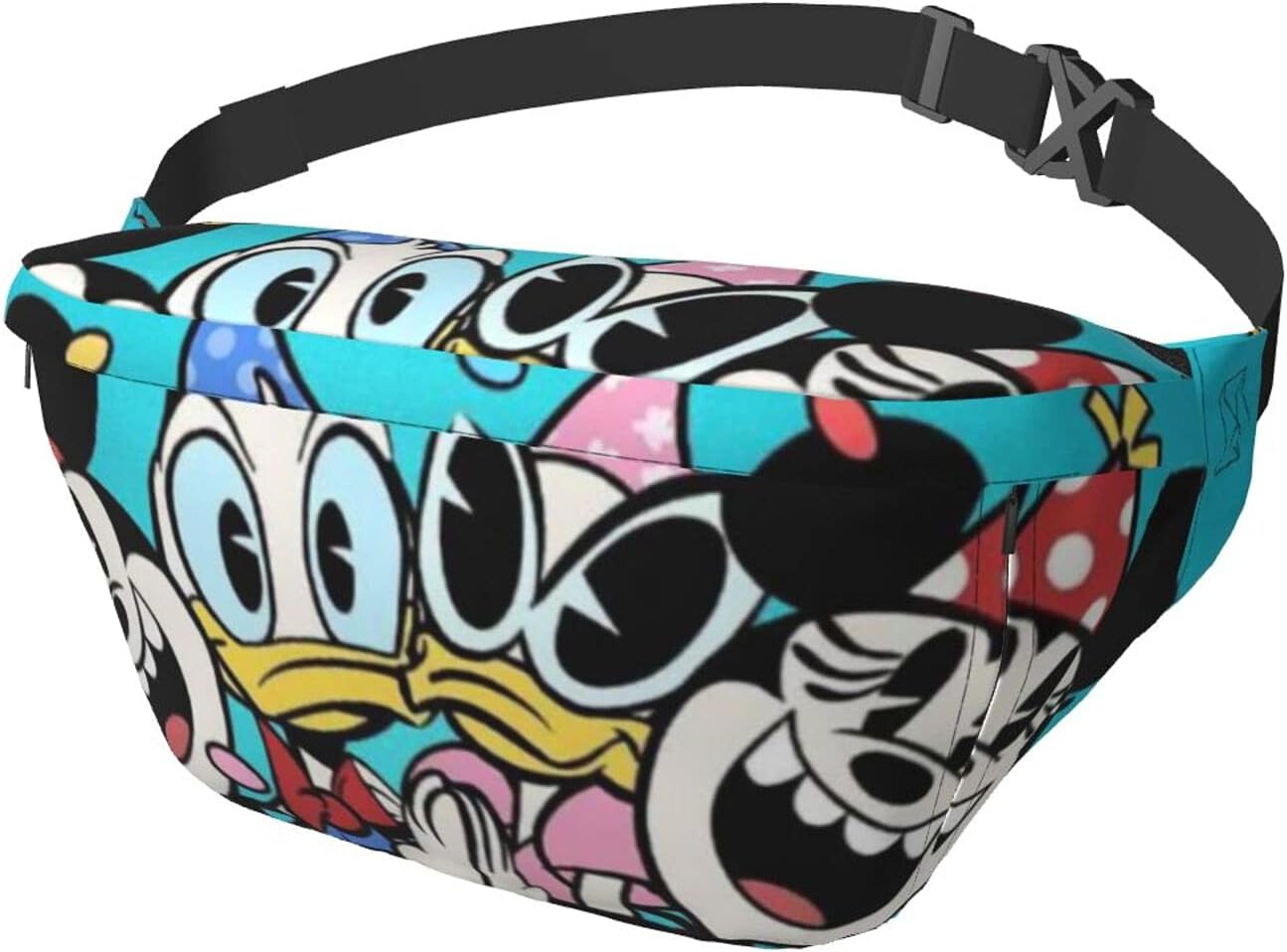 Mickey Minnie Cartoon Mouse Bolsa de pecho deportiva suave y duradera multifuncional de gran capacidad con cremallera deportiva de gran capacidad