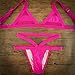 Cross1946 Sexy Lady Bikini Sets Push up Bra Bandage Swimsuit Rose Red,L