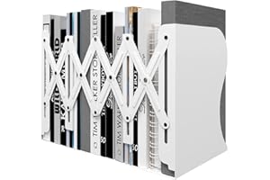 PUNCIA Adjustable Desktop Bookends Expandable Metal Book File Holder Organizer - Compact Storage Bookshelf for Students Kids 