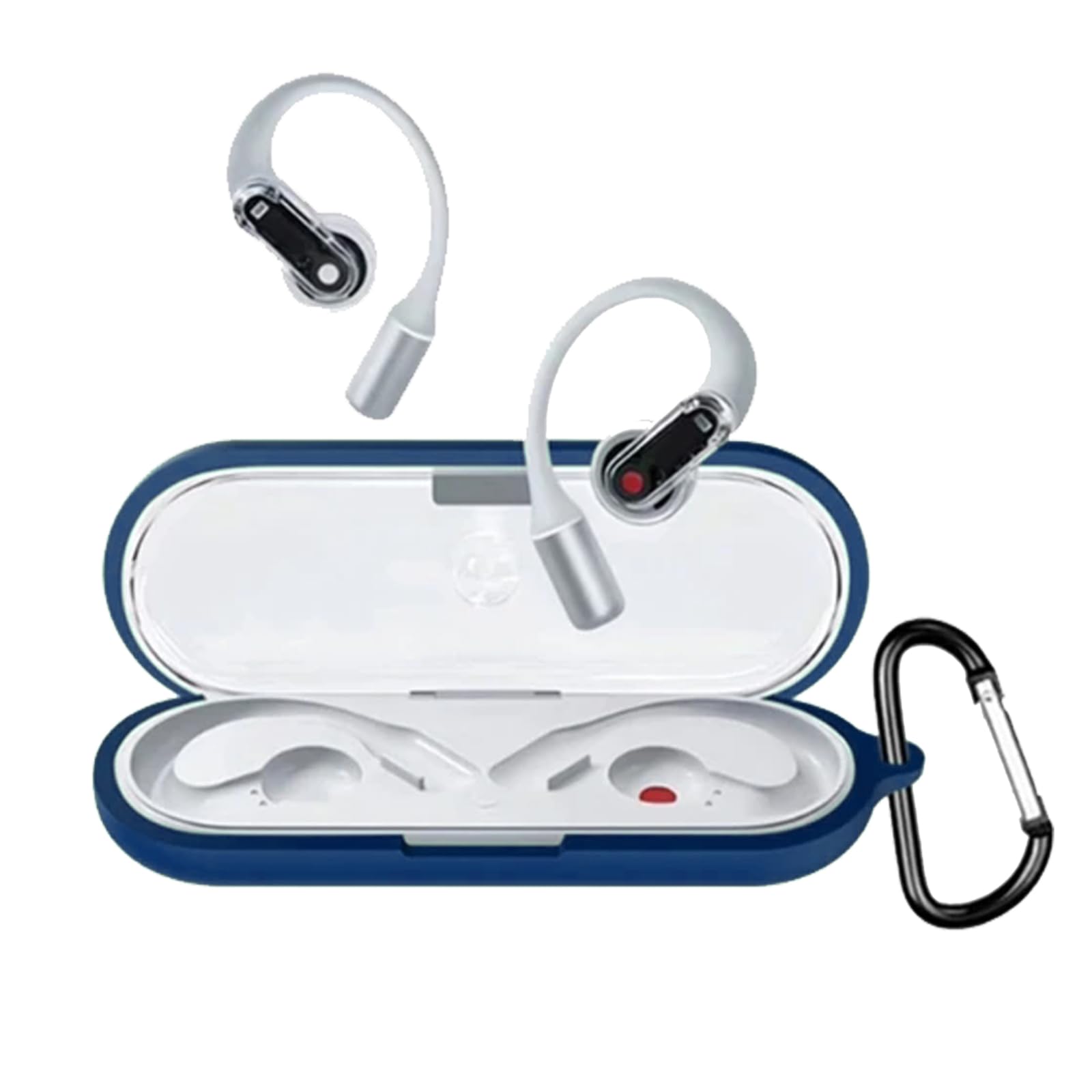 KUSINHOKA Case for Nothing Ear (open) with Carabiner, Anti-Scratch Premium Soft Silicone Full Protective Headphone Case, Shockproof Ultra Slim, Blue