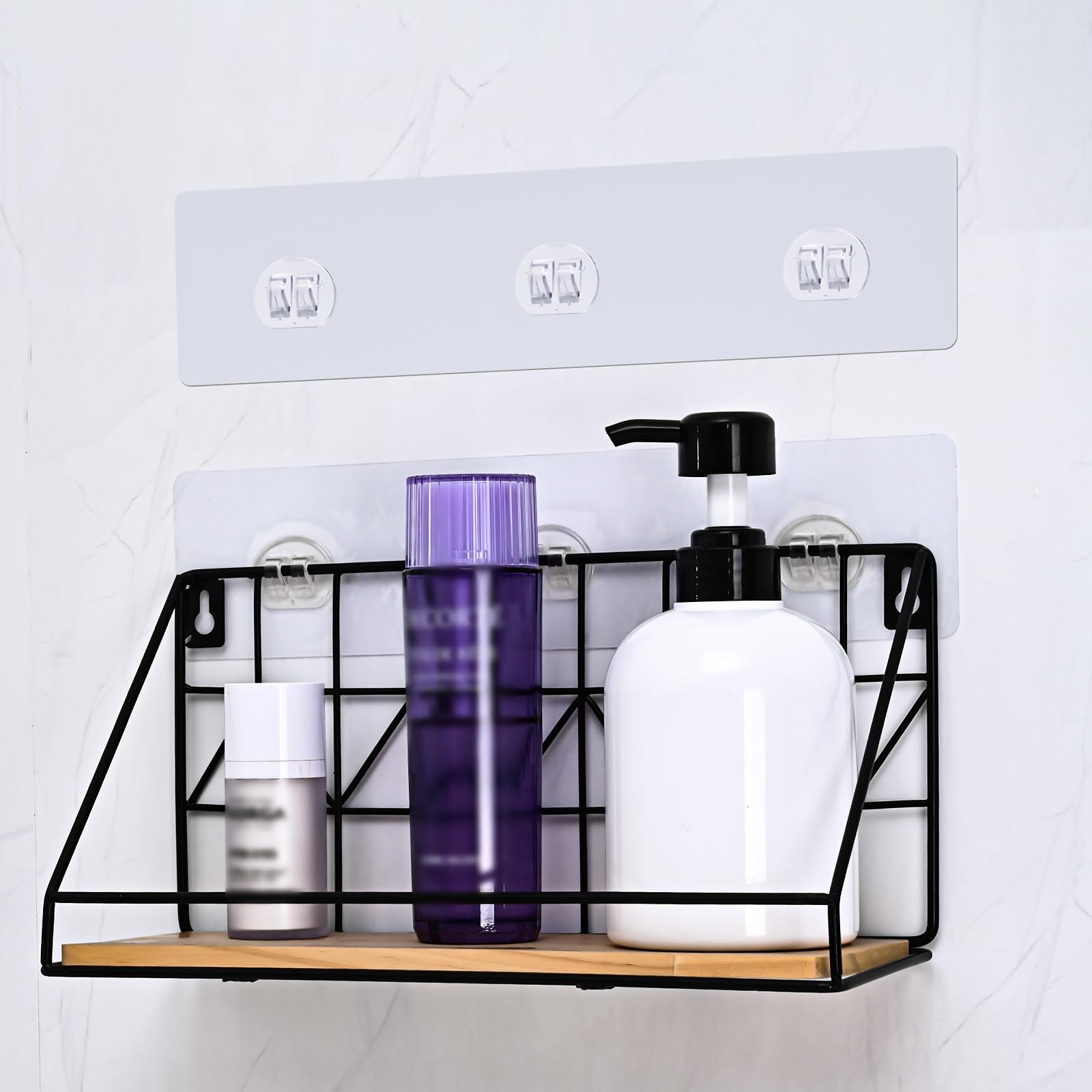 Photo 1 of 2 PC Shower Caddy Adhesive Hooks Only (No Shelf/Basket) - No Drill Wall Mounts for Bathroom & Kitchen