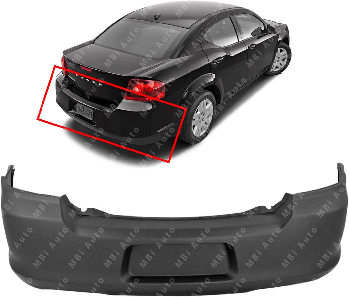 MBI AUTO Primered, Rear Bumper Cover Replacement for 20112014 Dodge Avenger 1114