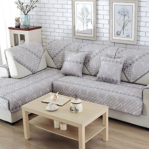 Rural Non-Slip Sofa Cushion Fabric Simple Modern Living Room Combination Of Solid Wood Sofa Towel Cover All Four Seasons General,Ash,90×210Cm