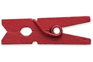 LWR CRAFTS Wooden Mini Clothespins 100 Per Pack 1" 2.5cm (Red)