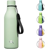 Konokyo Insulated Water Bottle with Strap,18 oz Double Wall Stainless Steel Vacuum Bottles Metal Water Flask,Macaron Green