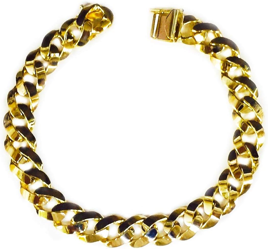 18kt solid Yellow gold HEAVY handmade Curb Link mens