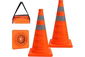 BERVERRA Collapsible Orange Safety Cones 18 Inch (2 Pack)- Pop-up Parking Cones -Traffic Cone Construction Caution Cones with Reflective for Sports, Driving Training,Parking Lot,Road Risk Avoidance Tips