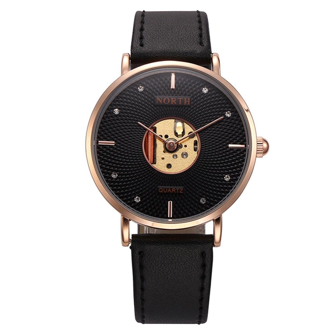 海外正規品 Howstar腕時計日常生活防水レザー合金中空アナログメンズクォーツ腕時計 カジュアルメンズウォッチ ローズゴールド B072brmgy7 Artnova Com Br